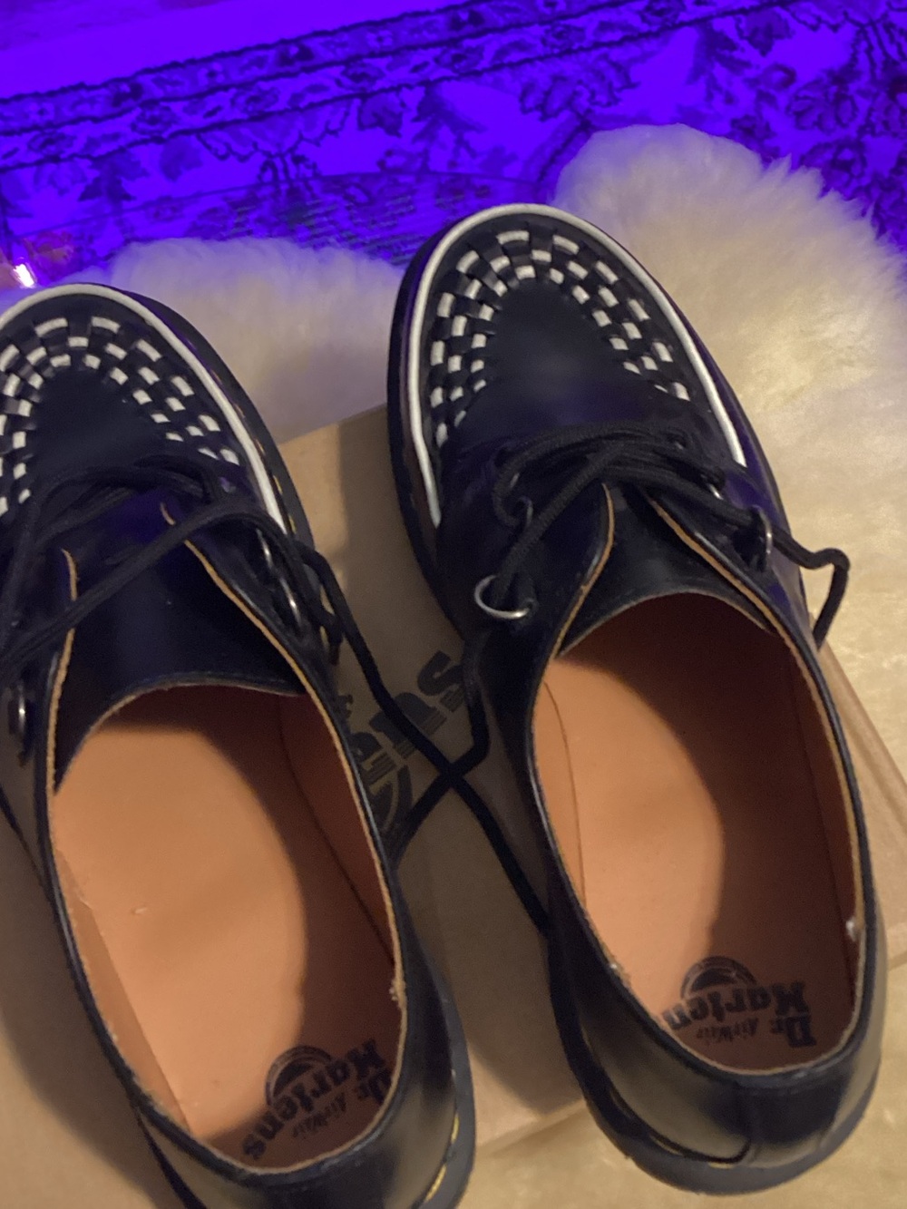 Dr. Martens Black Leather Checkerboard Lace-Up Shoes - Picture 3 of 4
